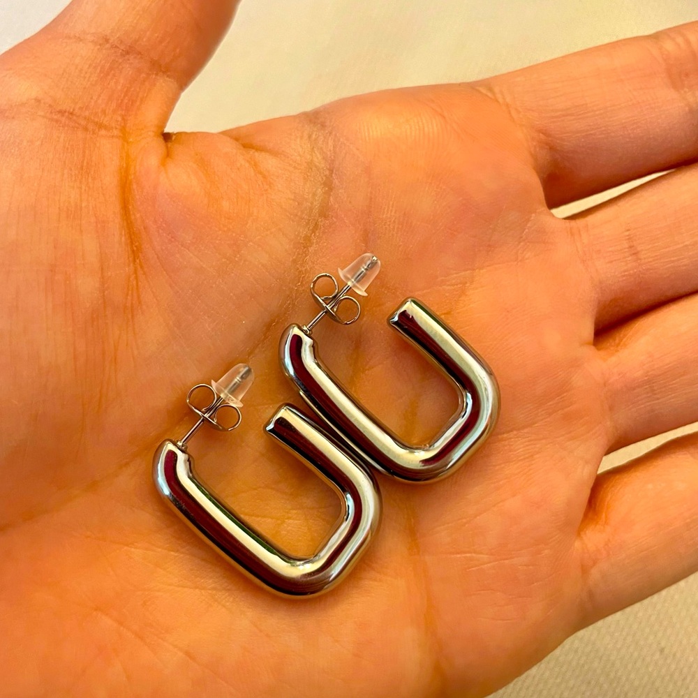 Stainless Steel Square Hoop Earrings